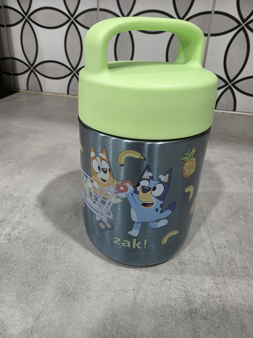 Zak! Kids Bluey Stainless Lunch Jar with Lime Green Handle